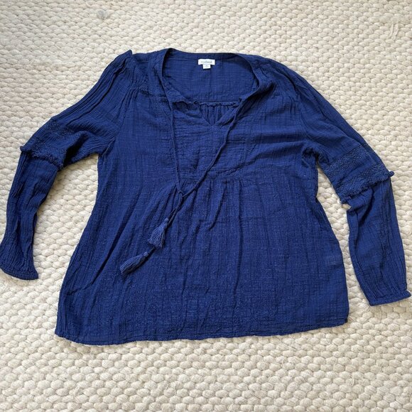 Sundance Cobalt Blue Gauze Summer Flowy Top - Picture 1 of 4